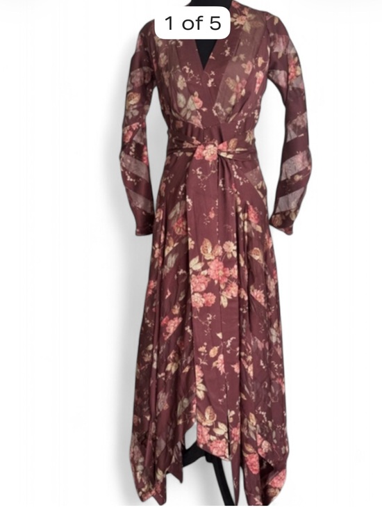 Zimmermann Dresses & Skirts - Zimmermann X Barneys New York, Burgundy Floral Long-Sleeve V-Neck Maxi Dress